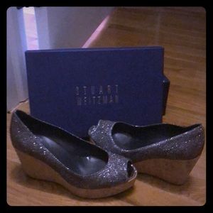 Stuart weitzman cork wedge peep toe shoes size 7.5
